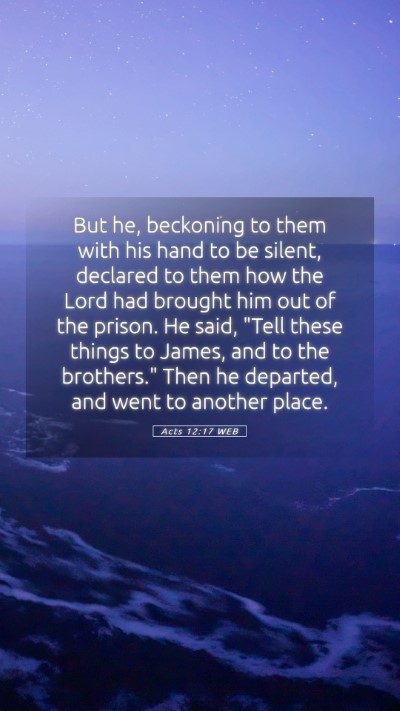 Picture 05 - Acts 12:17 WEB Mobile Phone Wallpaper - But he, beckoning to them with his hand to be - Mobile Bible Verse Wallpaper
