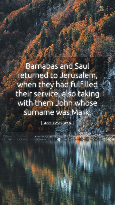 Picture 05 - Acts 12:25 WEB Mobile Phone Wallpaper - Barnabas and Saul returned to Jerusalem, when - Mobile Bible Verse Wallpaper