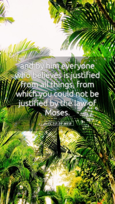 Picture 05 - Acts 13:39 WEB Mobile Phone Wallpaper - and by him everyone who believes is justified - Mobile Bible Verse Wallpaper