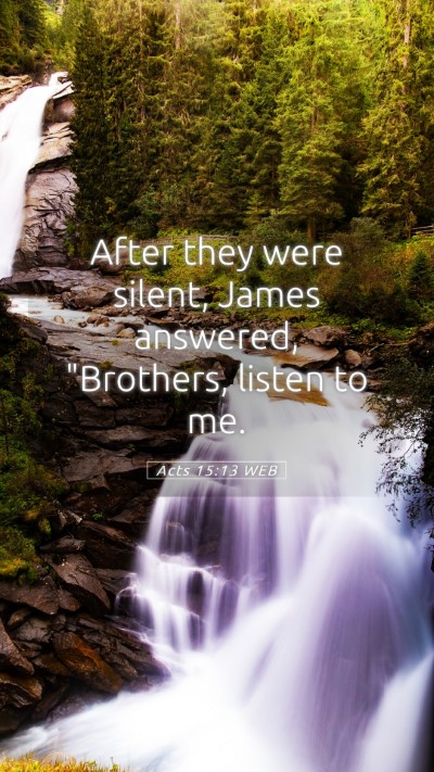 Picture 05 - Acts 15:13 WEB Mobile Phone Wallpaper - After they were silent, James answered, - Mobile Bible Verse Wallpaper