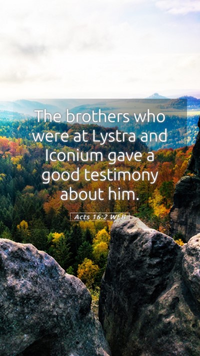 Picture 05 - Acts 16:2 WEB Mobile Phone Wallpaper - The brothers who were at Lystra and Iconium gave - Mobile Bible Verse Wallpaper