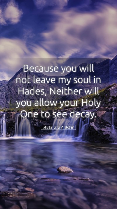 Picture 05 - Acts 2:27 WEB Mobile Phone Wallpaper - Because you will not leave my soul in Hades, - Mobile Bible Verse Wallpaper