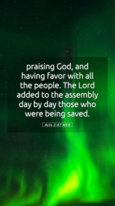 Picture 05 - Acts 2:47 WEB Mobile Phone Wallpaper - praising God, and having favor with all the - Mobile Bible Verse Wallpaper
