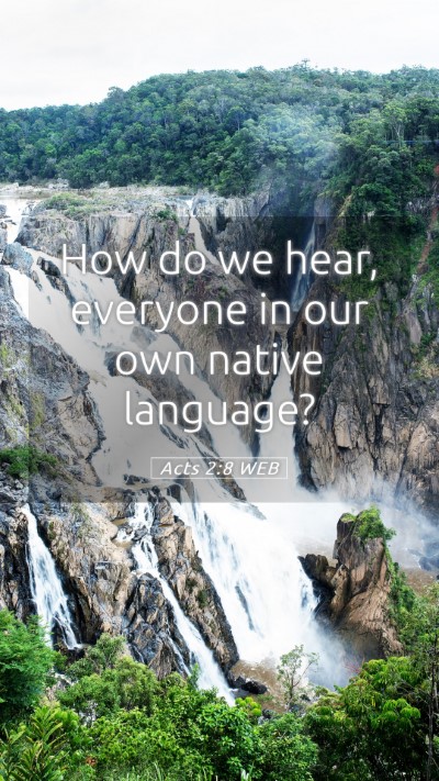 Picture 05 - Acts 2:8 WEB Mobile Phone Wallpaper - How do we hear, everyone in our own native - Mobile Bible Verse Wallpaper