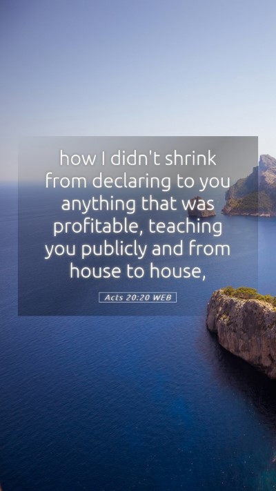 Picture 05 - Acts 20:20 WEB Mobile Phone Wallpaper - how I didn't shrink from declaring to you - Mobile Bible Verse Wallpaper