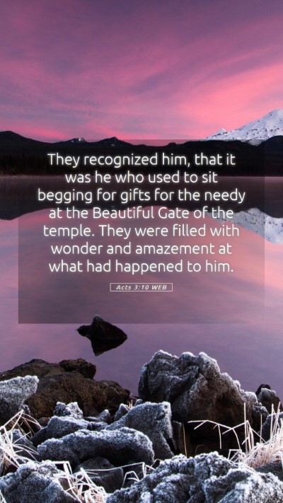 Picture 05 - Acts 3:10 WEB Mobile Phone Wallpaper - They recognized him, that it was he who used to - Mobile Bible Verse Wallpaper