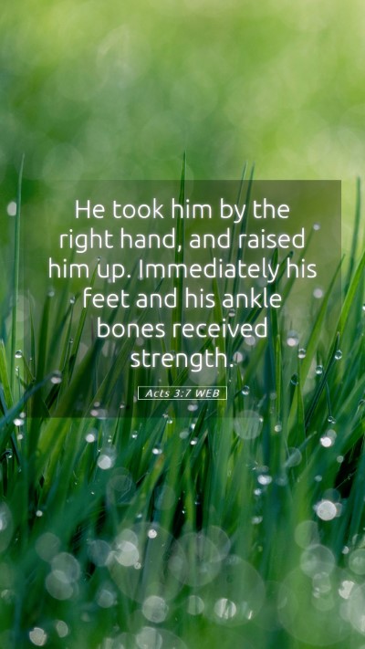 Picture 05 - Acts 3:7 WEB Mobile Phone Wallpaper - He took him by the right hand, and raised him up. - Mobile Bible Verse Wallpaper