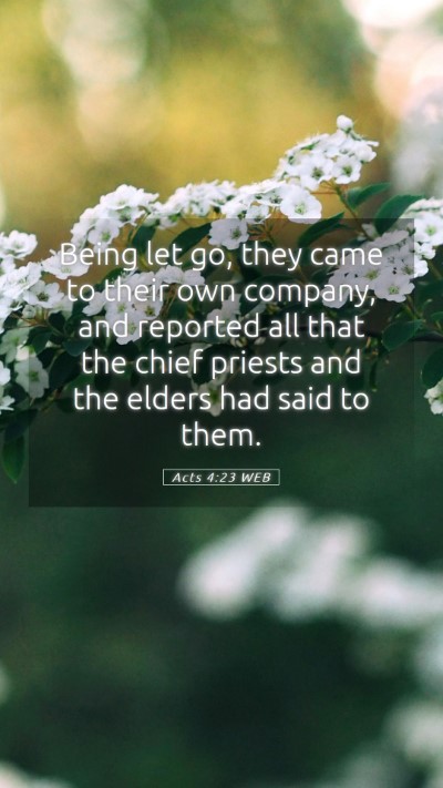 Picture 05 - Acts 4:23 WEB Mobile Phone Wallpaper - Being let go, they came to their own company, and - Mobile Bible Verse Wallpaper