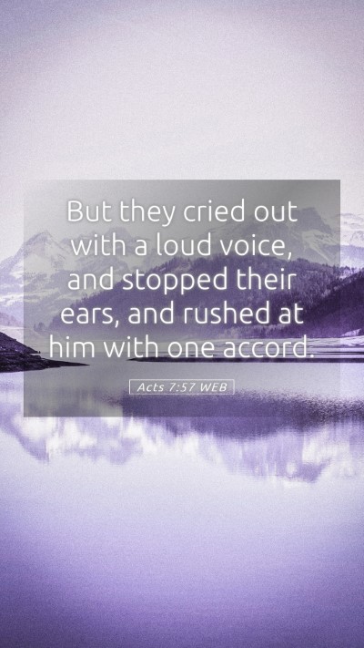 Picture 05 - Acts 7:57 WEB Mobile Phone Wallpaper - But they cried out with a loud voice, and stopped - Mobile Bible Verse Wallpaper