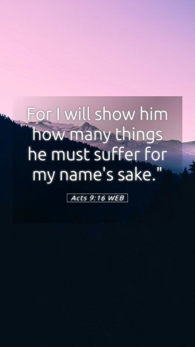 Picture 05 - Acts 9:16 WEB Mobile Phone Wallpaper - For I will show him how many things he must - Mobile Bible Verse Wallpaper