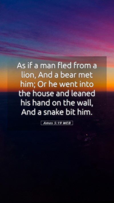 Picture 05 - Amos 5:19 WEB Mobile Phone Wallpaper - As if a man fled from a lion, And a bear met him; - Mobile Bible Verse Wallpaper