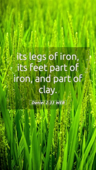 Picture 05 - Daniel 2:33 WEB Mobile Phone Wallpaper - its legs of iron, its feet part of iron, and part - Mobile Bible Verse Wallpaper