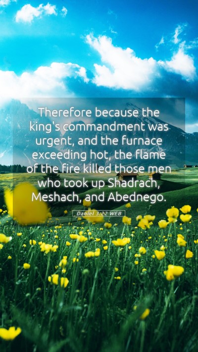 Picture 05 - Daniel 3:22 WEB Mobile Phone Wallpaper - Therefore because the king's commandment was - Mobile Bible Verse Wallpaper
