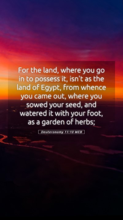 Picture 05 - Deuteronomy 11:10 WEB Mobile Phone Wallpaper - For the land, where you go in to possess it, - Mobile Bible Verse Wallpaper