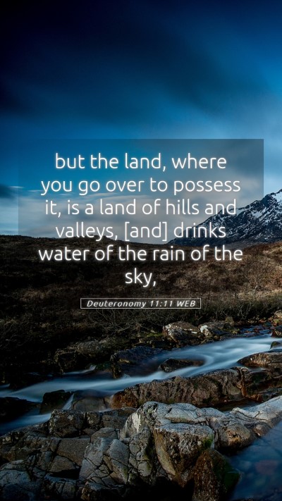 Picture 05 - Deuteronomy 11:11 WEB Mobile Phone Wallpaper - but the land, where you go over to possess it, is - Mobile Bible Verse Wallpaper