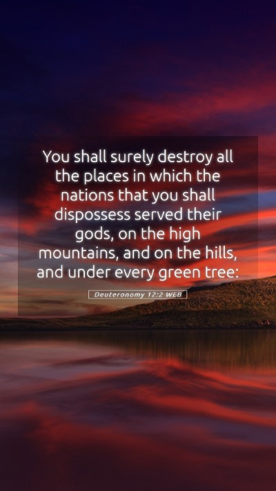 Picture 05 - Deuteronomy 12:2 WEB Mobile Phone Wallpaper - You shall surely destroy all the places in which - Mobile Bible Verse Wallpaper