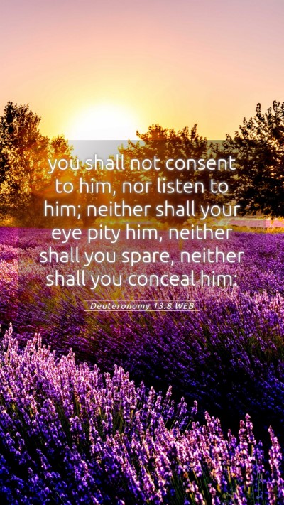 Picture 05 - Deuteronomy 13:8 WEB Mobile Phone Wallpaper - you shall not consent to him, nor listen to him; - Mobile Bible Verse Wallpaper