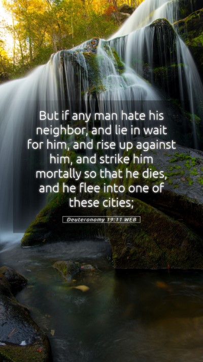 Picture 05 - Deuteronomy 19:11 WEB Mobile Phone Wallpaper - But if any man hate his neighbor, and lie in wait - Mobile Bible Verse Wallpaper