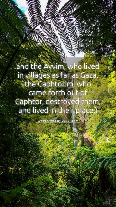 Picture 05 - Deuteronomy 2:23 WEB Mobile Phone Wallpaper - and the Avvim, who lived in villages as far as - Mobile Bible Verse Wallpaper