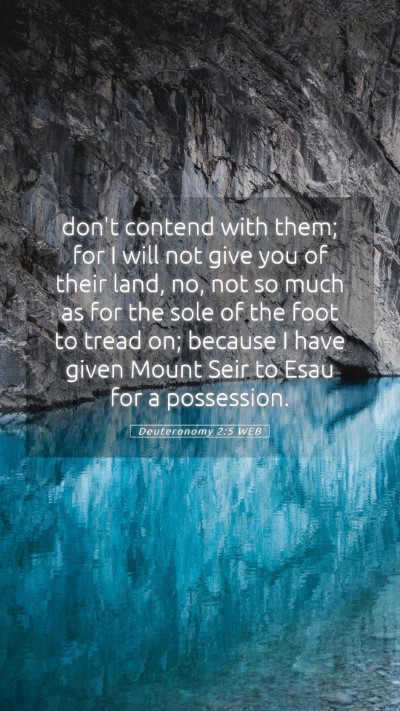 Picture 05 - Deuteronomy 2:5 WEB Mobile Phone Wallpaper - don't contend with them; for I will not give you - Mobile Bible Verse Wallpaper