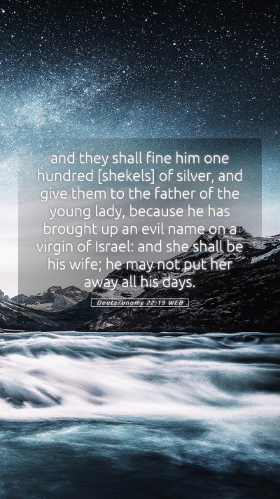Picture 05 - Deuteronomy 22:19 WEB Mobile Phone Wallpaper - and they shall fine him one hundred [shekels] of - Mobile Bible Verse Wallpaper