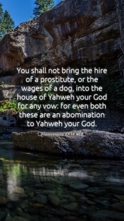 Picture 05 - Deuteronomy 23:18 WEB Mobile Phone Wallpaper - You shall not bring the hire of a prostitute, or - Mobile Bible Verse Wallpaper