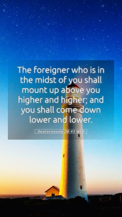 Picture 05 - Deuteronomy 28:43 WEB Mobile Phone Wallpaper - The foreigner who is in the midst of you shall - Mobile Bible Verse Wallpaper