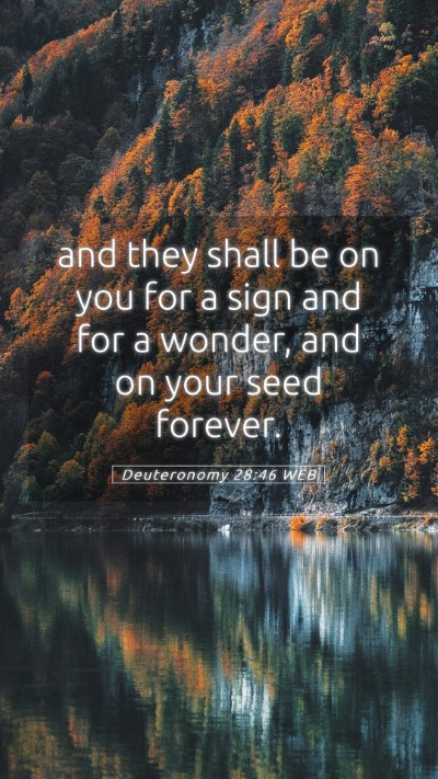 Picture 05 - Deuteronomy 28:46 WEB Mobile Phone Wallpaper - and they shall be on you for a sign and for a - Mobile Bible Verse Wallpaper