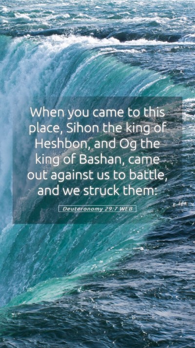 Picture 05 - Deuteronomy 29:7 WEB Mobile Phone Wallpaper - When you came to this place, Sihon the king of - Mobile Bible Verse Wallpaper