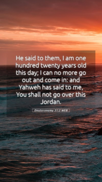 Picture 05 - Deuteronomy 31:2 WEB Mobile Phone Wallpaper - He said to them, I am one hundred twenty years - Mobile Bible Verse Wallpaper