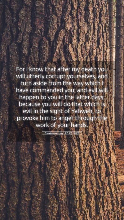 Picture 05 - Deuteronomy 31:29 WEB Mobile Phone Wallpaper - For I know that after my death you will utterly - Mobile Bible Verse Wallpaper
