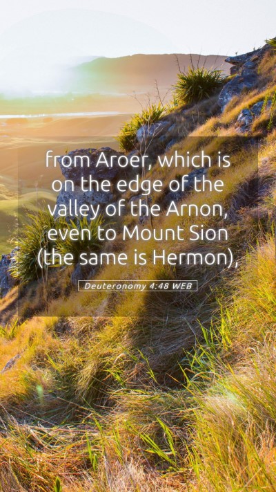 Picture 05 - Deuteronomy 4:48 WEB Mobile Phone Wallpaper - from Aroer, which is on the edge of the valley of - Mobile Bible Verse Wallpaper