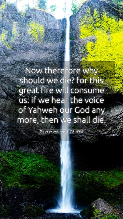 Picture 05 - Deuteronomy 5:25 WEB Mobile Phone Wallpaper - Now therefore why should we die? for this great - Mobile Bible Verse Wallpaper