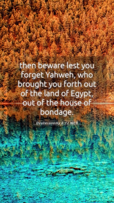 Picture 05 - Deuteronomy 6:12 WEB Mobile Phone Wallpaper - then beware lest you forget Yahweh, who brought - Mobile Bible Verse Wallpaper