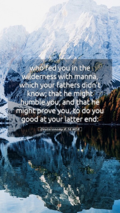 Picture 05 - Deuteronomy 8:16 WEB Mobile Phone Wallpaper - who fed you in the wilderness with manna, which - Mobile Bible Verse Wallpaper