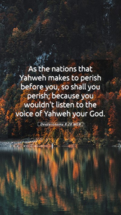 Picture 05 - Deuteronomy 8:20 WEB Mobile Phone Wallpaper - As the nations that Yahweh makes to perish before - Mobile Bible Verse Wallpaper