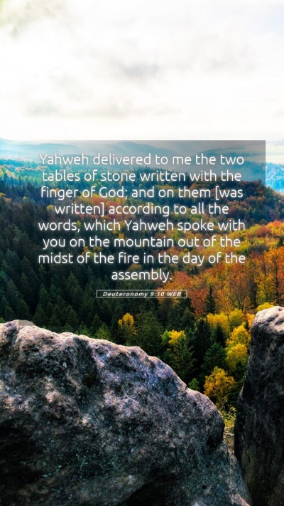 Picture 05 - Deuteronomy 9:10 WEB Mobile Phone Wallpaper - Yahweh delivered to me the two tables of stone - Mobile Bible Verse Wallpaper