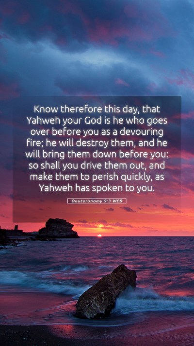 Picture 05 - Deuteronomy 9:3 WEB Mobile Phone Wallpaper - Know therefore this day, that Yahweh your God is - Mobile Bible Verse Wallpaper