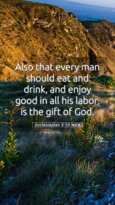 Picture 05 - Ecclesiastes 3:13 WEB Mobile Phone Wallpaper - Also that every man should eat and drink, and - Mobile Bible Verse Wallpaper