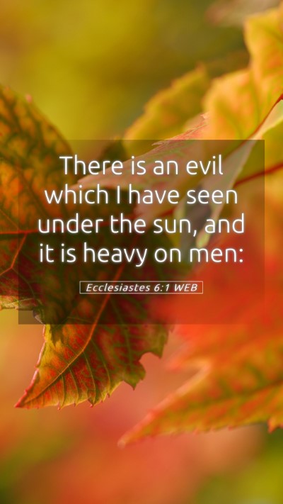 Picture 05 - Ecclesiastes 6:1 WEB Mobile Phone Wallpaper - There is an evil which I have seen under the sun, - Mobile Bible Verse Wallpaper