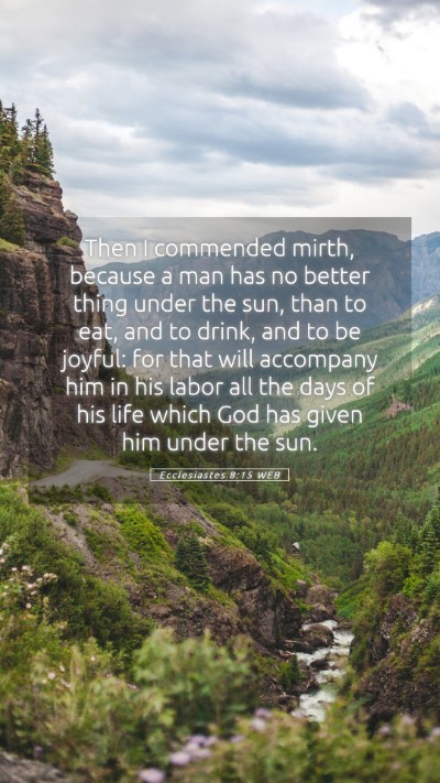 Picture 05 - Ecclesiastes 8:15 WEB Mobile Phone Wallpaper - Then I commended mirth, because a man has no - Mobile Bible Verse Wallpaper