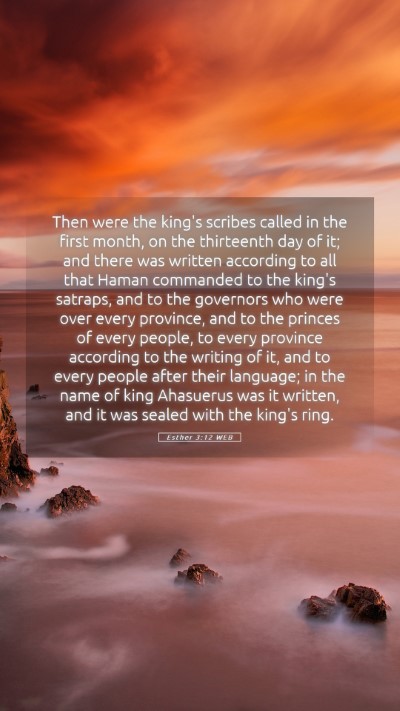 Picture 05 - Esther 3:12 WEB Mobile Phone Wallpaper - Then were the king's scribes called in the first - Mobile Bible Verse Wallpaper