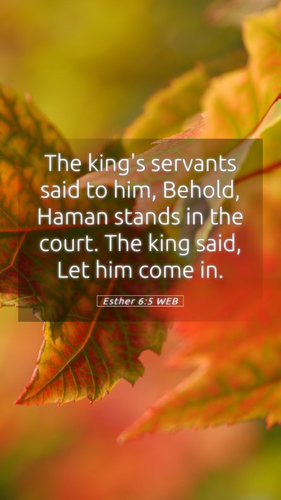 Picture 05 - Esther 6:5 WEB Mobile Phone Wallpaper - The king's servants said to him, Behold, Haman - Mobile Bible Verse Wallpaper