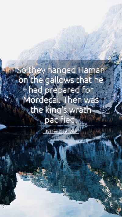 Picture 05 - Esther 7:10 WEB Mobile Phone Wallpaper - So they hanged Haman on the gallows that he had - Mobile Bible Verse Wallpaper