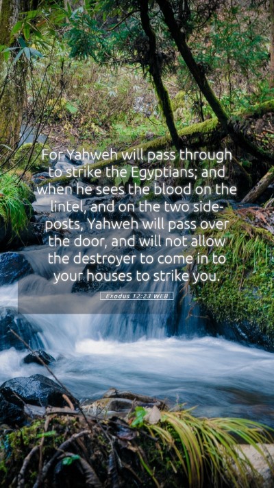 Picture 05 - Exodus 12:23 WEB Mobile Phone Wallpaper - For Yahweh will pass through to strike the - Mobile Bible Verse Wallpaper