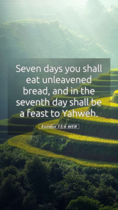 Picture 05 - Exodus 13:6 WEB Mobile Phone Wallpaper - Seven days you shall eat unleavened bread, and in - Mobile Bible Verse Wallpaper