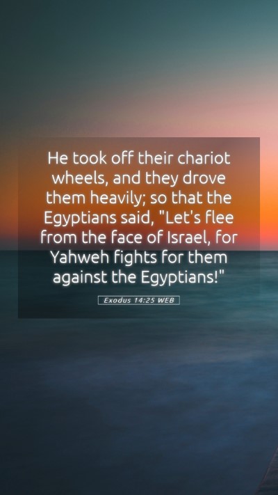 Picture 05 - Exodus 14:25 WEB Mobile Phone Wallpaper - He took off their chariot wheels, and they drove - Mobile Bible Verse Wallpaper