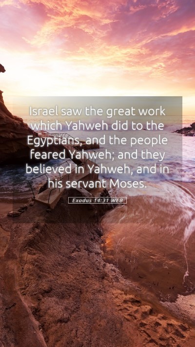 Picture 05 - Exodus 14:31 WEB Mobile Phone Wallpaper - Israel saw the great work which Yahweh did to the - Mobile Bible Verse Wallpaper