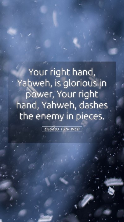 Picture 05 - Exodus 15:6 WEB Mobile Phone Wallpaper - Your right hand, Yahweh, is glorious in power, - Mobile Bible Verse Wallpaper