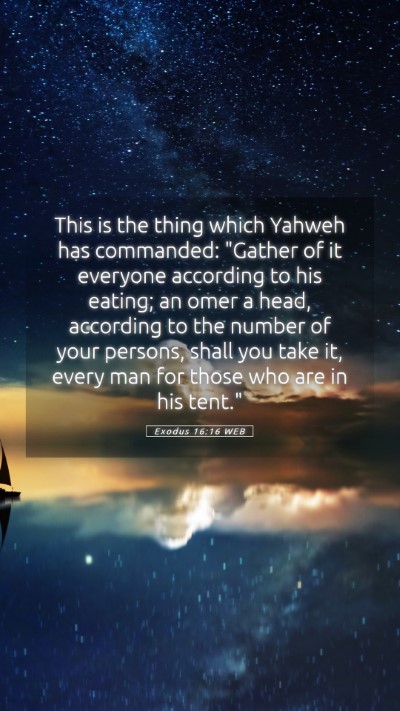 Picture 05 - Exodus 16:16 WEB Mobile Phone Wallpaper - This is the thing which Yahweh has commanded: - Mobile Bible Verse Wallpaper